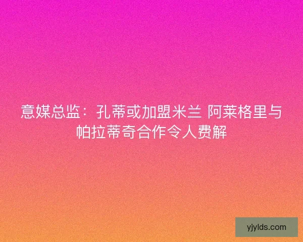 意媒总监：孔蒂或加盟米兰 阿莱格里与帕拉蒂奇合作令人费解
